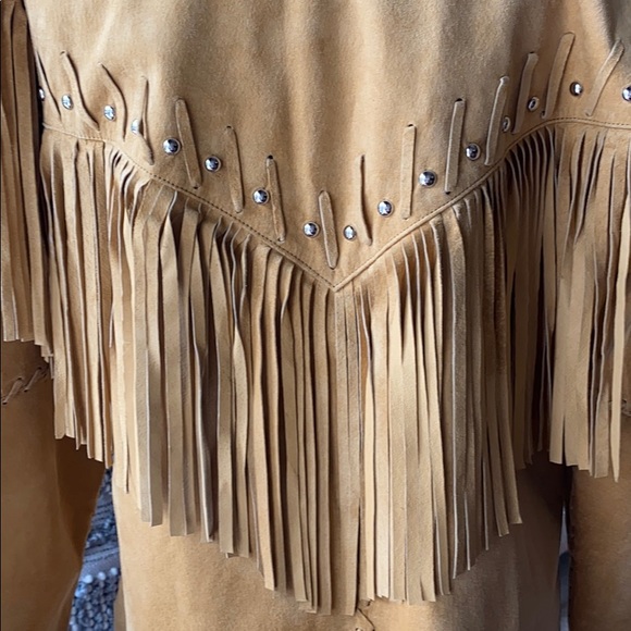 Arella leather Boho Fringe jacket large - Picture 5 of 8